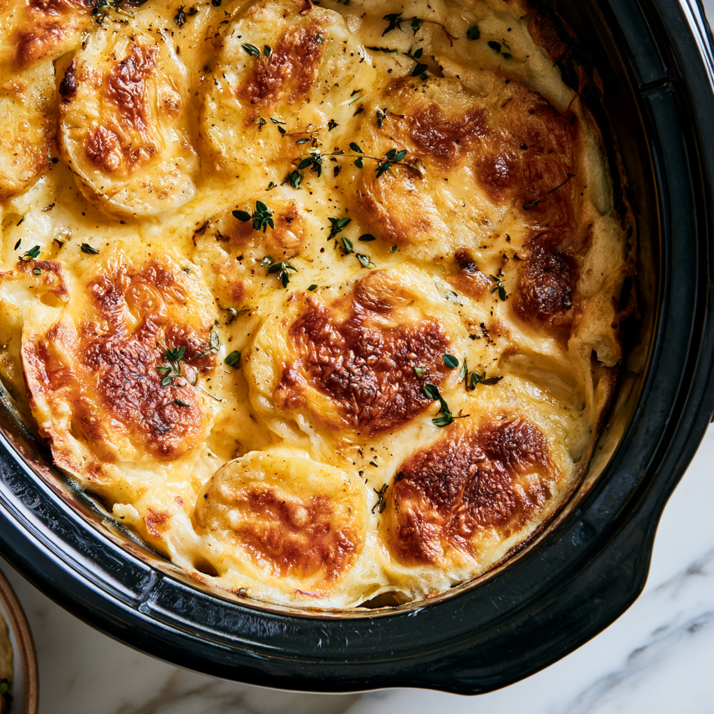 Crockpot Scalloped Potatoes - closeup