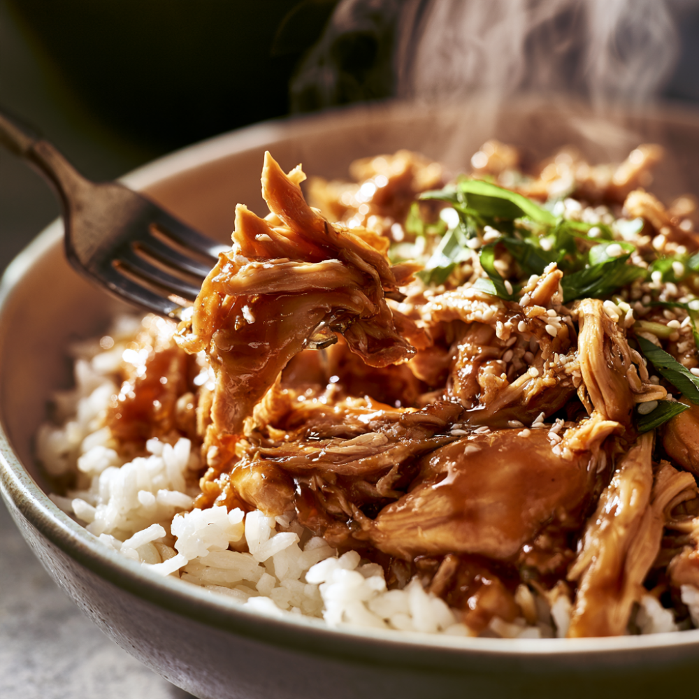 Crockpot Shredded Chicken over Rice
