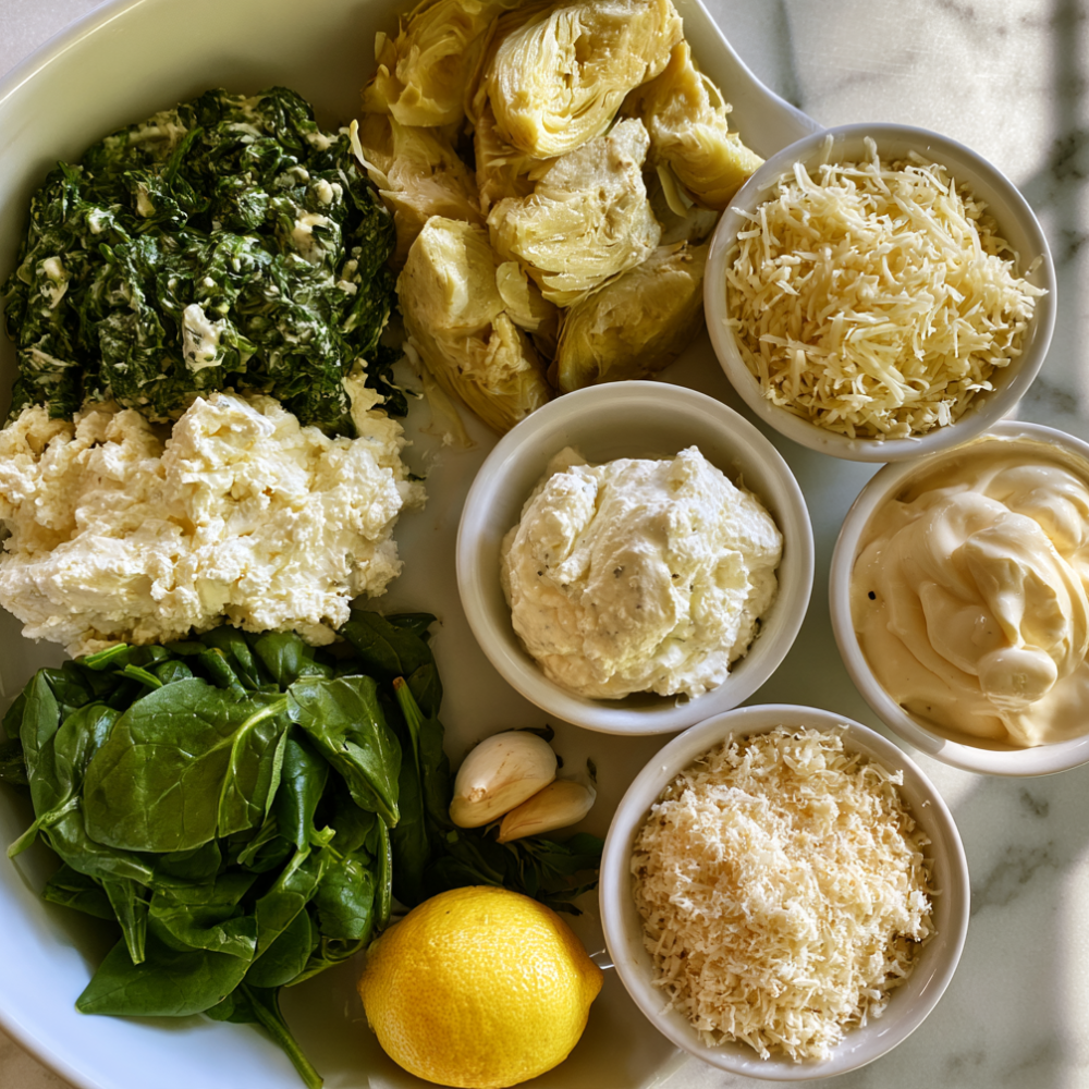 Crockpot Spinach Artichoke Dip-ingredients
