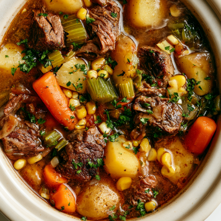 Crockpot Vegetable Soup with Stew Meat