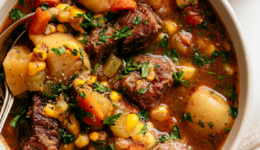 Crockpot Vegetable Soup with Stew Meat-bowl