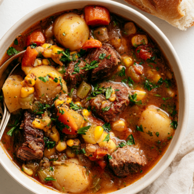 Crockpot Vegetable Soup with Stew Meat-bowl