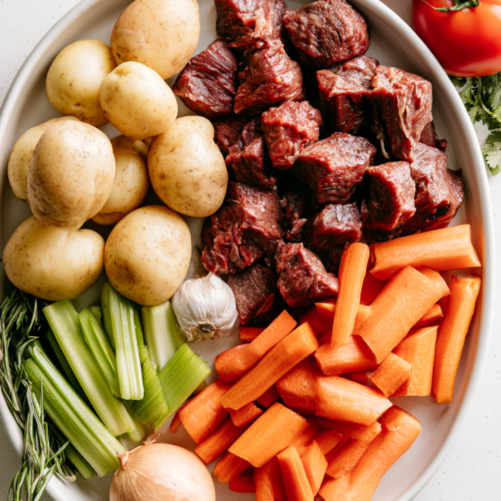 Crockpot Vegetable Soup with Stew Meat-ingredients