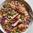 Crunchy Peanut Chicken Cabbage Salad -served