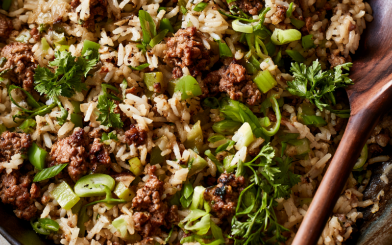 Dirty Rice with Ground Beef One Pan