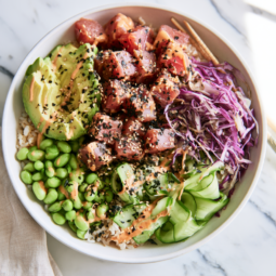 Easy Homemade Poke Bowl-with spicy mayo