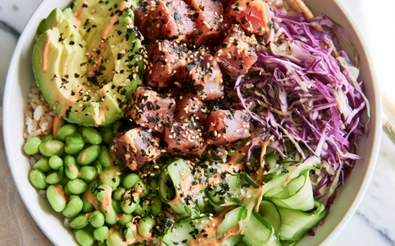 Easy Homemade Poke Bowl-with spicy mayo