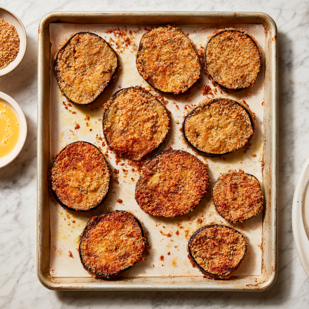 Eggplant Parmesan Recipe-Breaded Eggplant