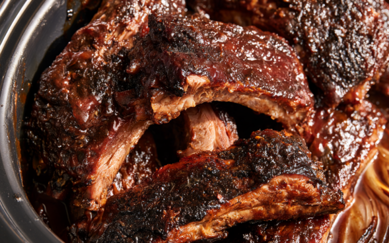 Fall-Off-the-Bone Crockpot Ribs-closeup