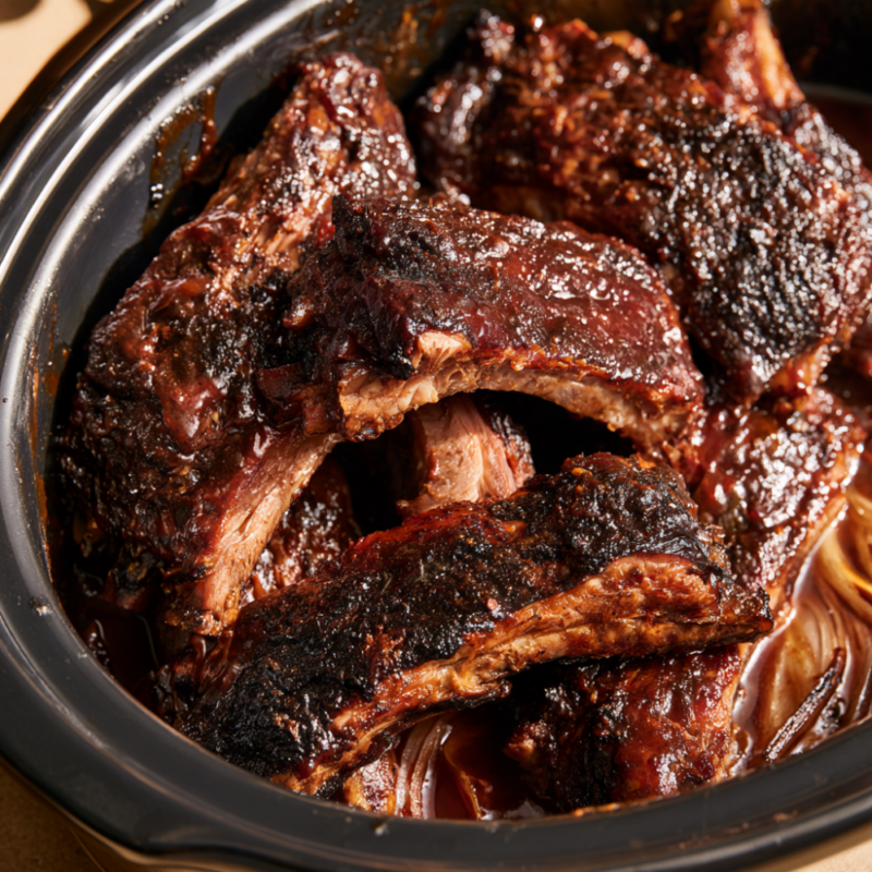 Fall-Off-the-Bone Crockpot Ribs-closeup