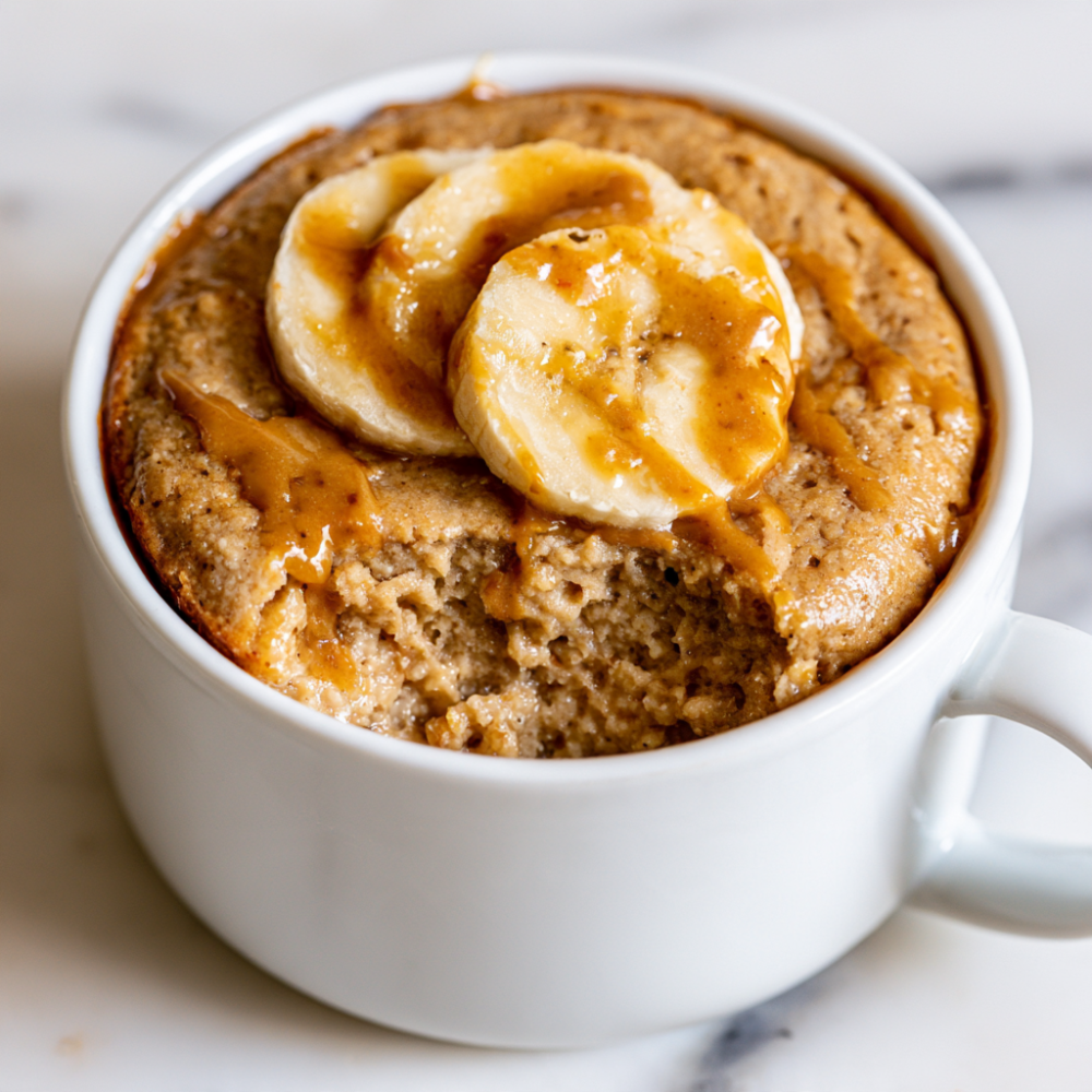 Fudgy Peanut Butter Banana Protein Mug Cake