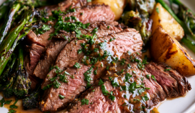 Garlic Butter Flank Steak with Chimichurri Sauce
