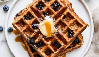 Greek Yogurt Blueberry Protein Waffles