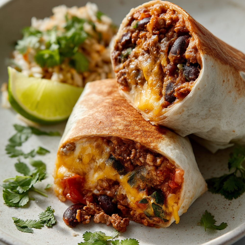 Ground Beef Burritos-served