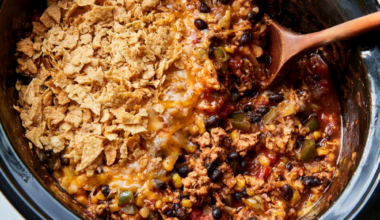 Ground Turkey Crockpot Taco Casserole-cheesy