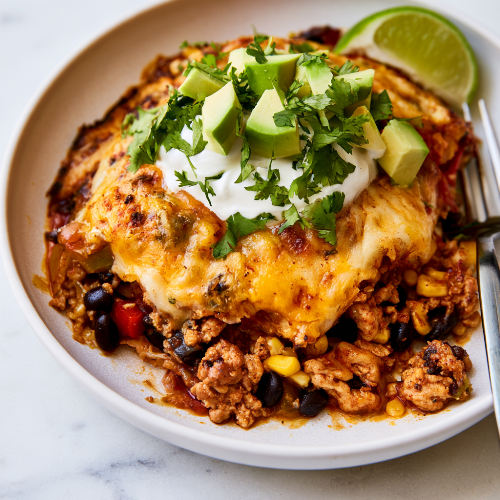 Ground Turkey Crockpot Taco Casserole-served