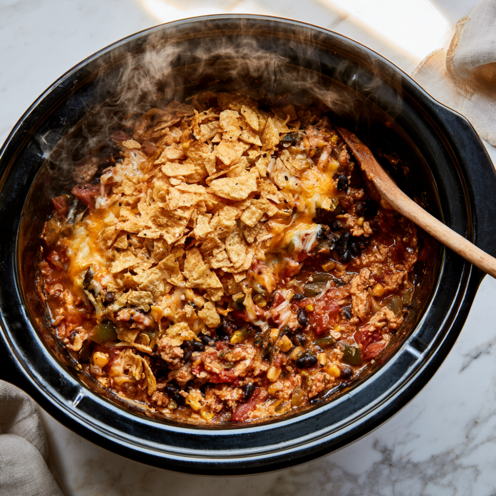 Ground Turkey Crockpot Taco Casserole