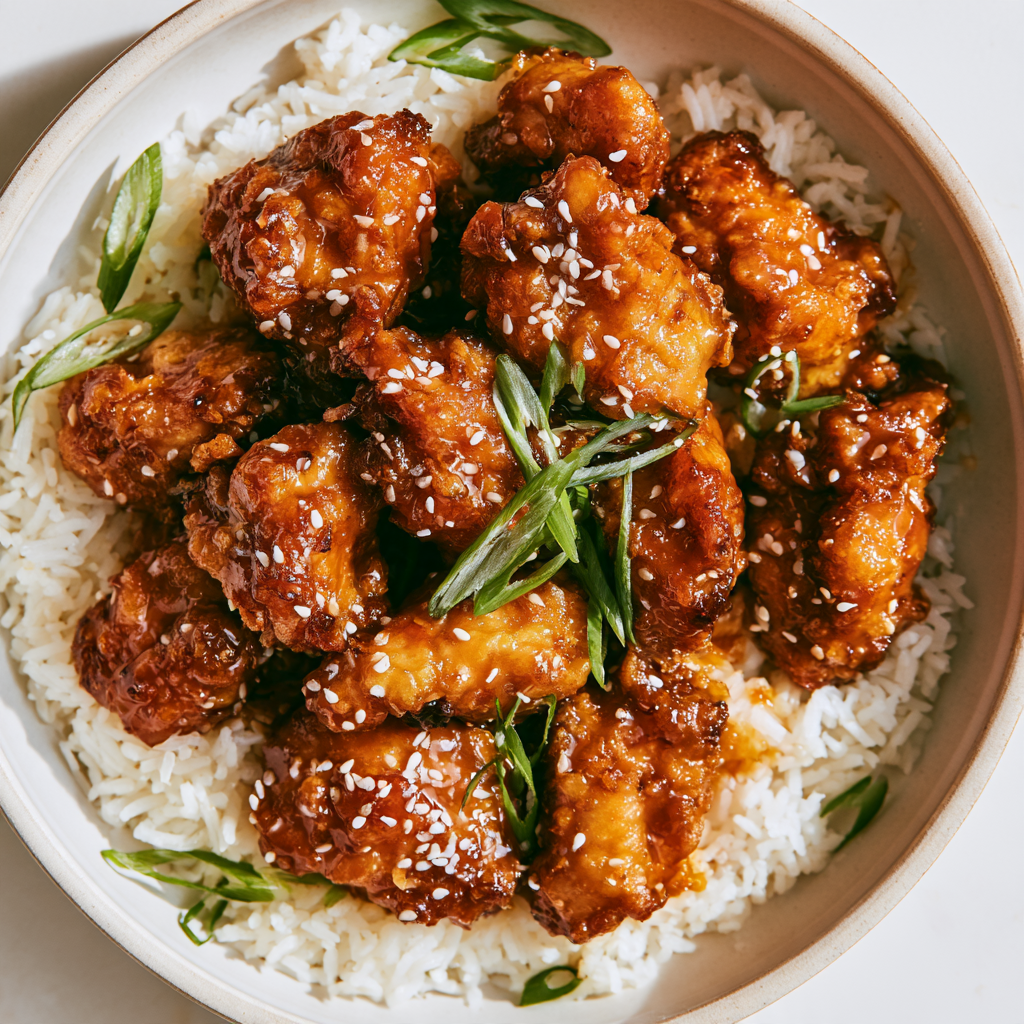 Healthy Baked Orange Chicken Recipe-over rice