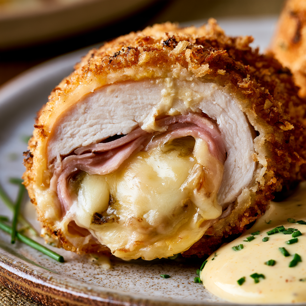 Healthy Chicken Cordon Bleu Close up