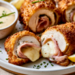 Healthy Chicken Cordon Bleu cut in half