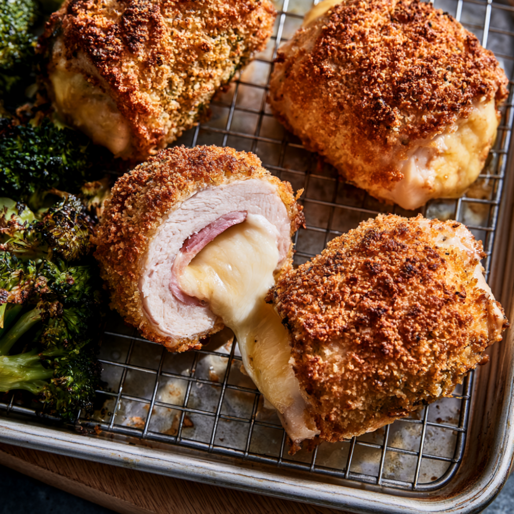 Healthy Chicken Cordon Bleu on Cooling Rack