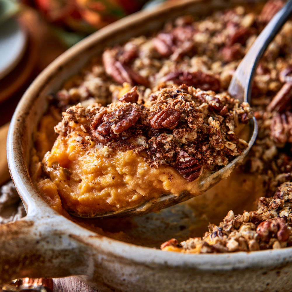Healthy Sweet Potato Casserole-closeup
