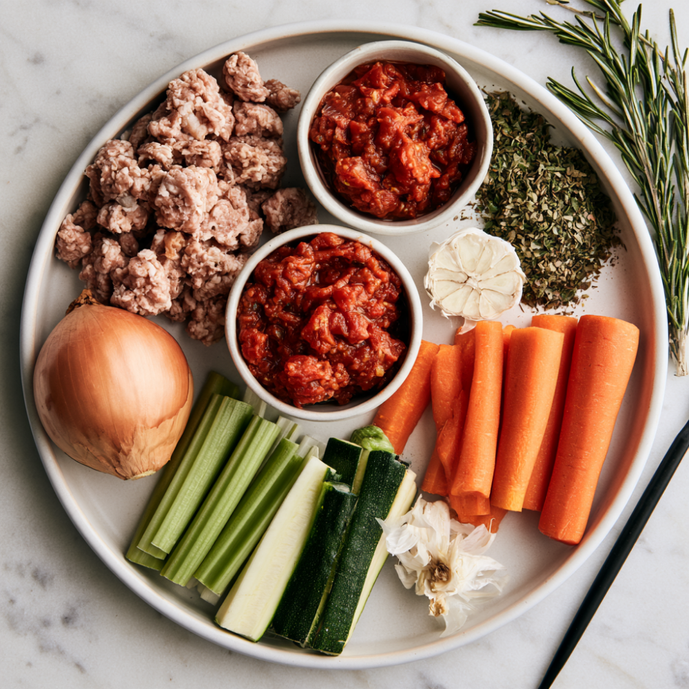 Healthy Turkey Bolognese Meal-Prep Pasta Bowls Ingredients