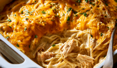 High-Protein Baked Chicken Spaghetti -baking dish