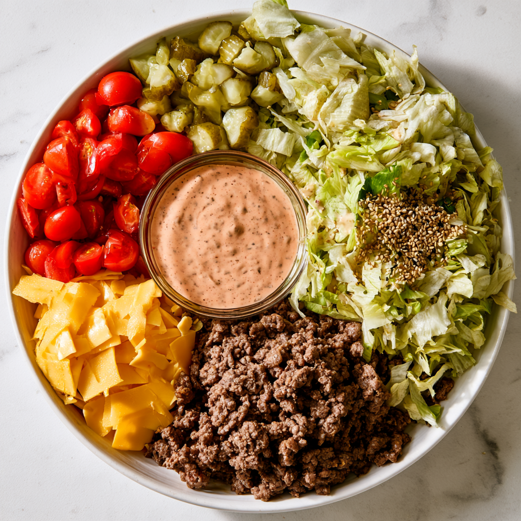 High-Protein Big Mac Salad -Ingredients