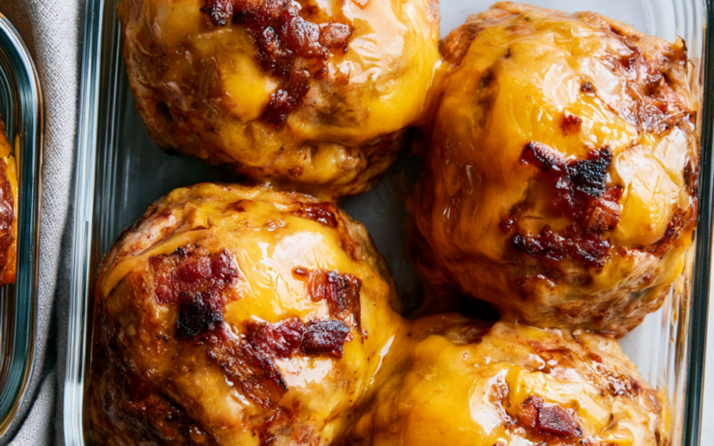 High-Protein Cheesy Bacon Cheddar Mini Meatloaves - meal prep
