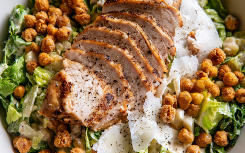 High-Protein Chicken Caesar Salad-closeup