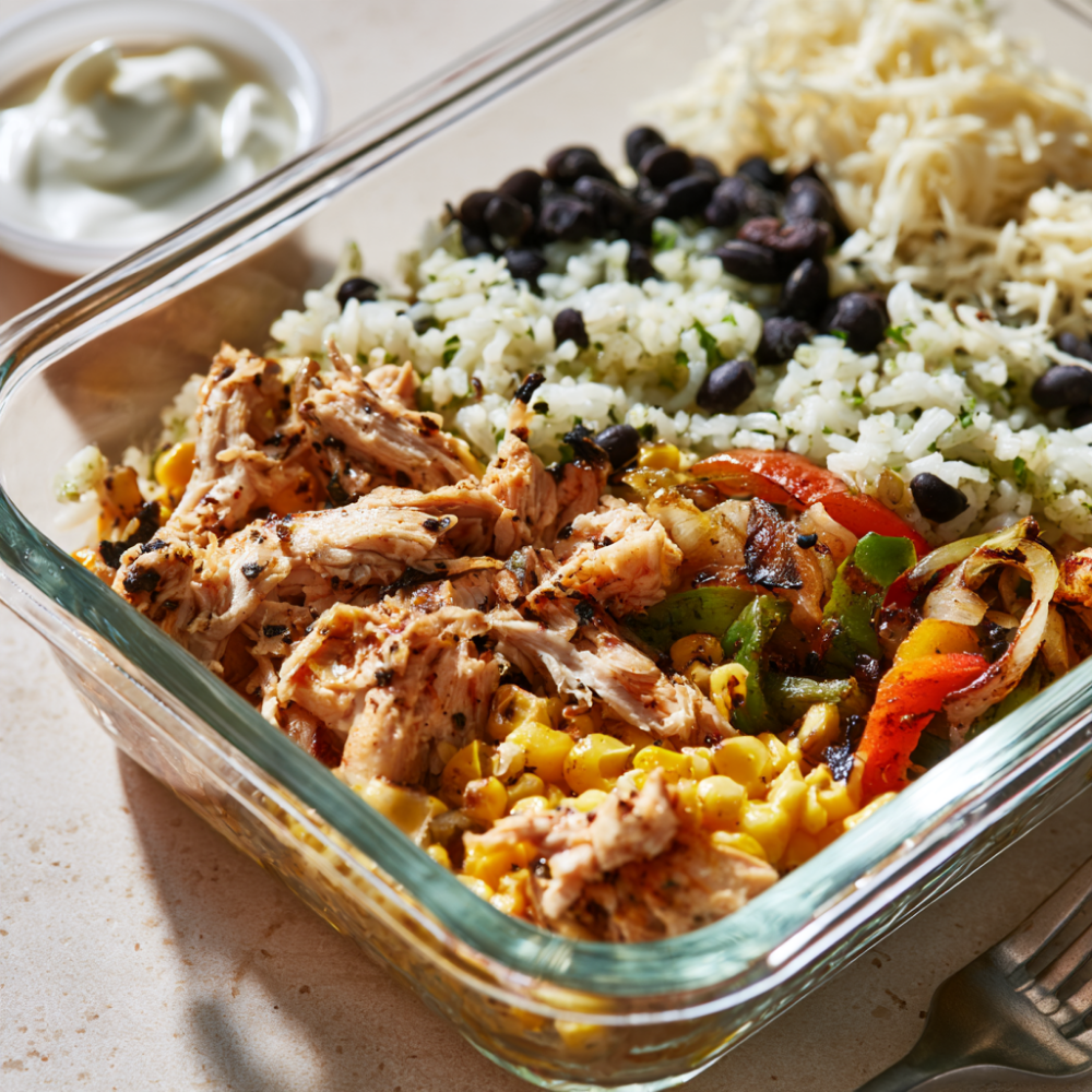 High-Protein Chicken Meal Prep Burrito Bowl-Lunch Box