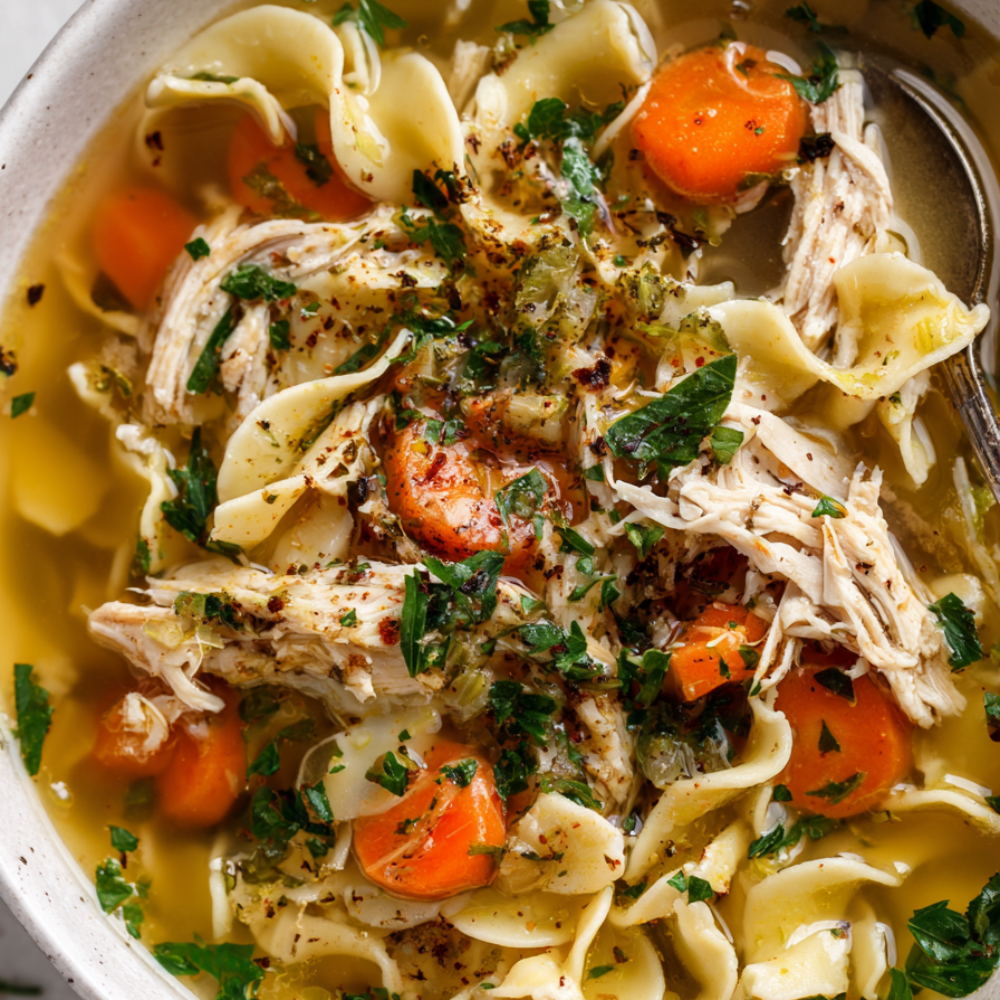High-Protein Chicken Noodle Soup-Rotisserie Chicken