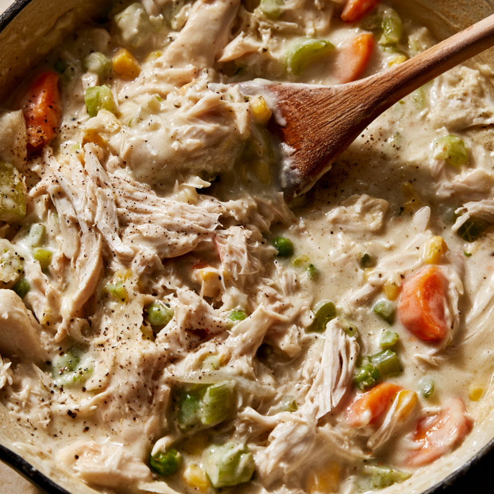 High-Protein Chicken Pot Pie Casserole - Filling