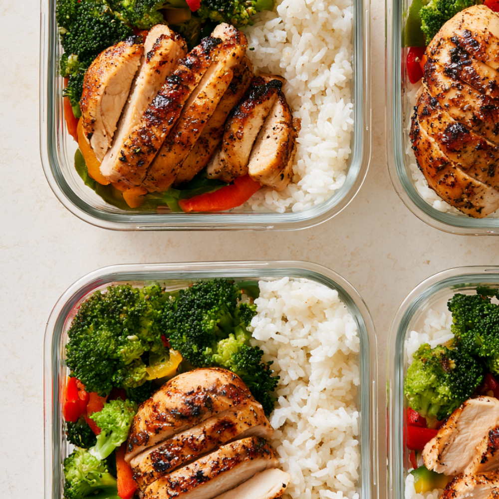 High-Protein Chicken and Rice Meal Prep-white rice