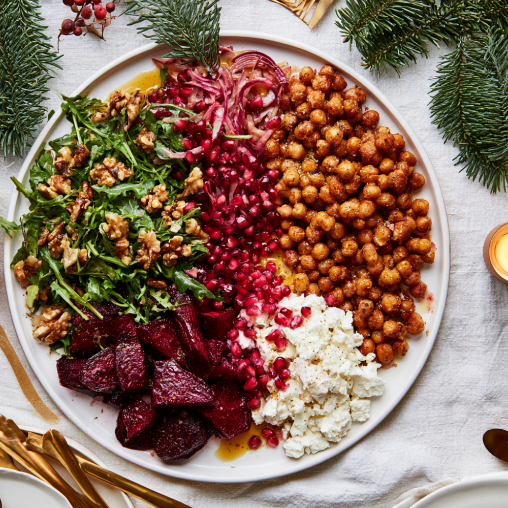 Holiday Beetroot Salad with Crispy Chickpeas and Feta