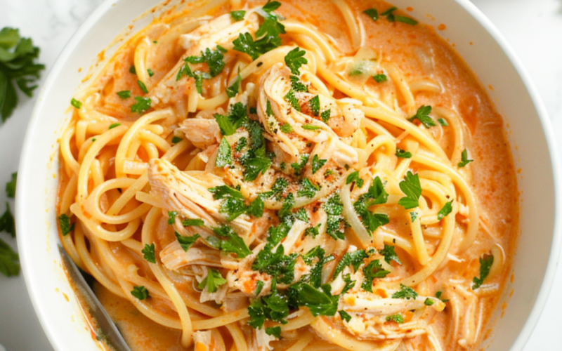 Kid-Approved Crockpot Chicken Spaghetti