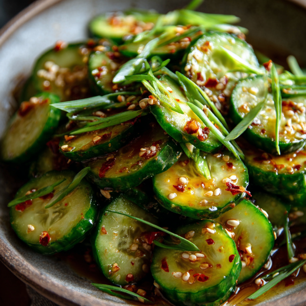Korean Cucumber Salad (Oi Muchim)-served