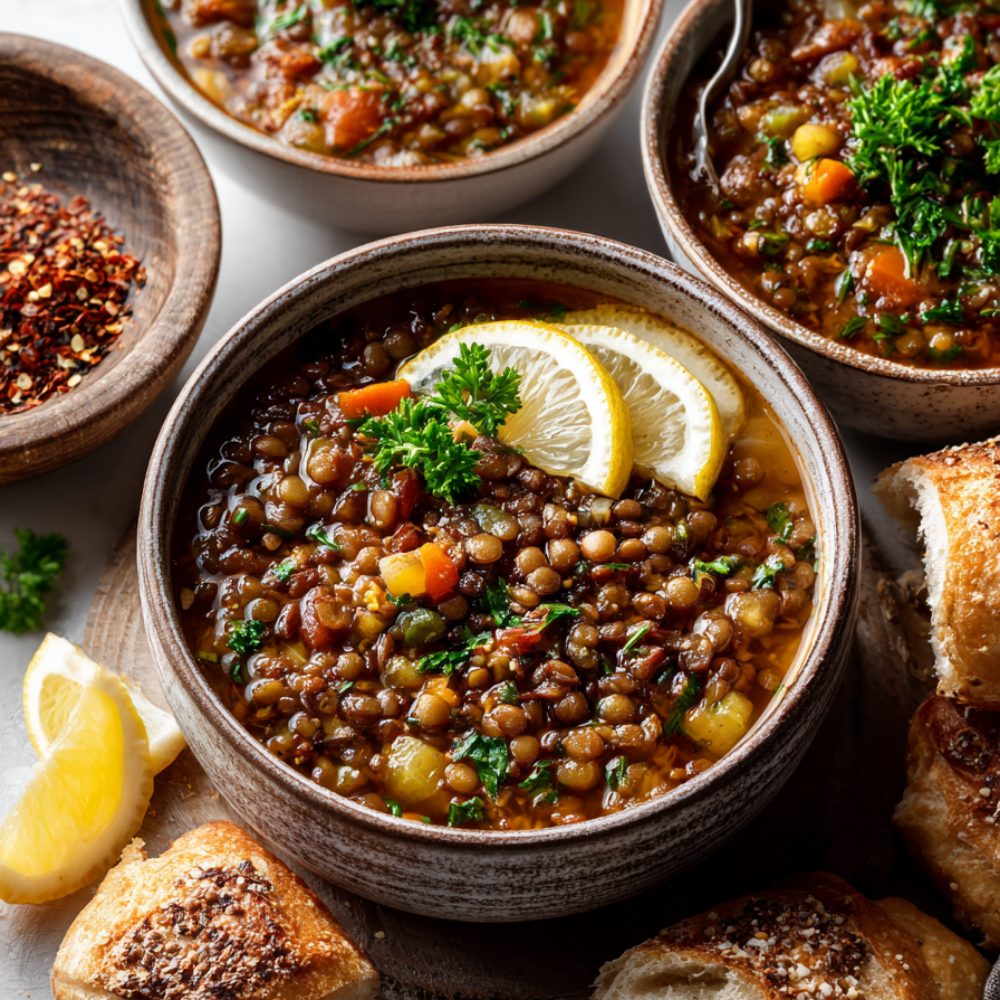 Lentil soup-bowls
