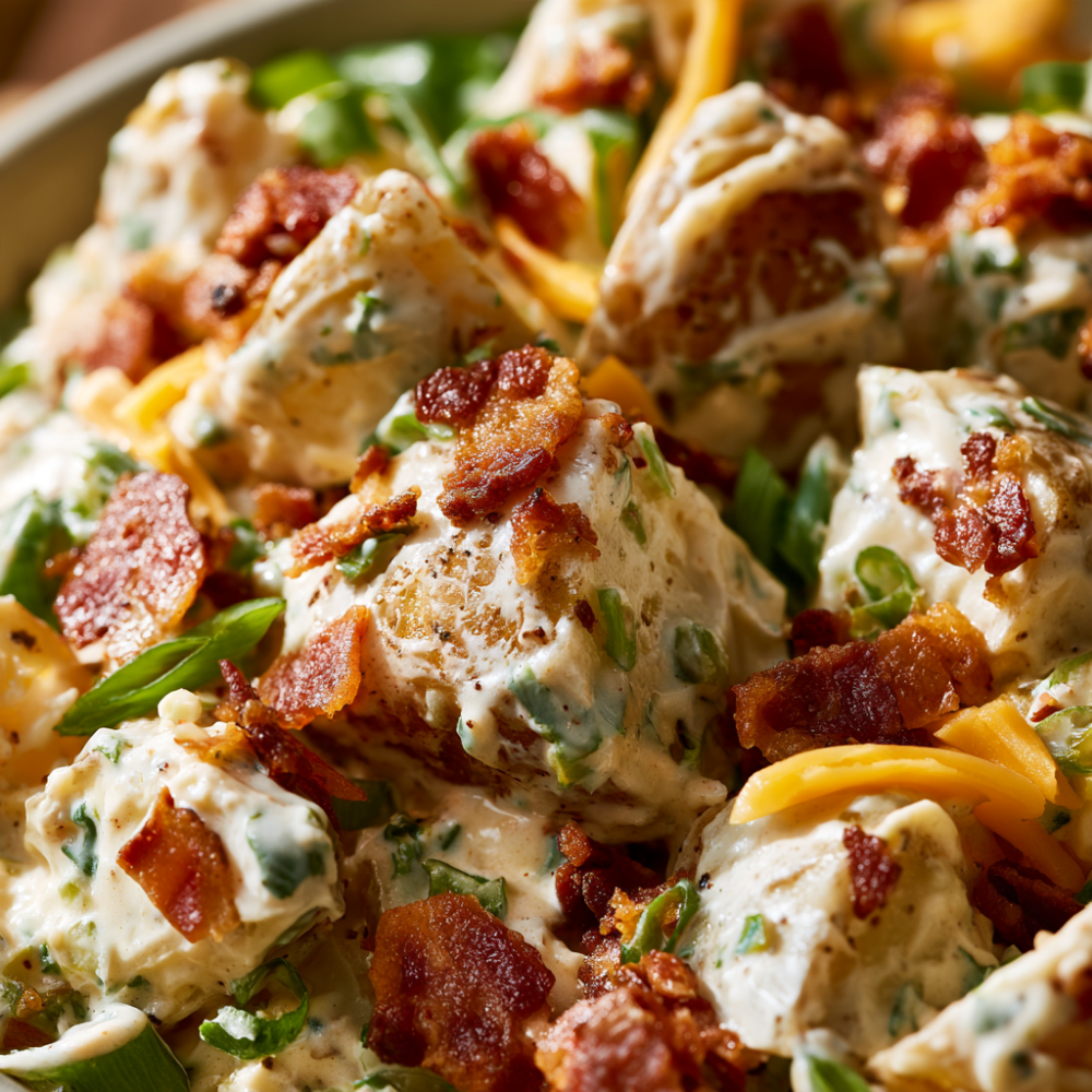 Loaded Baked Potato Salad close up