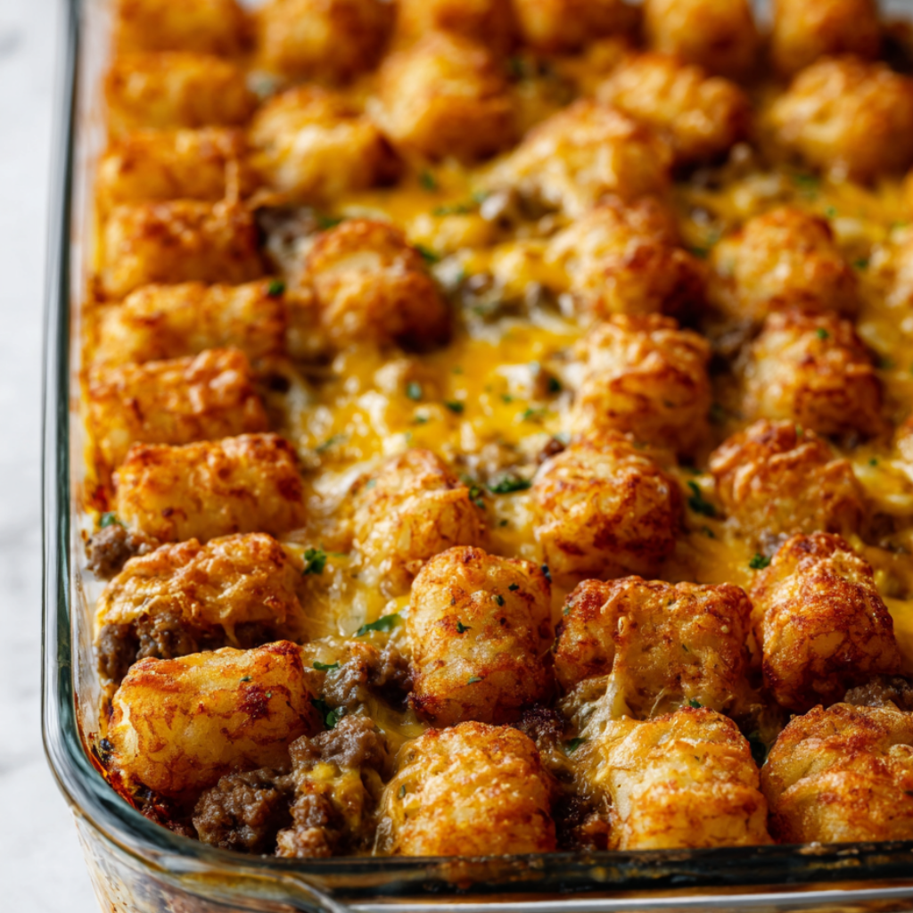 Make Ahead Breakfast Casserole-with tate tos