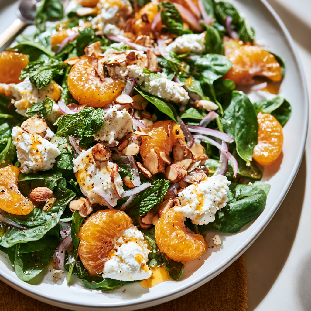 Mandarin Orange Salad with Cottage Cheese Plated