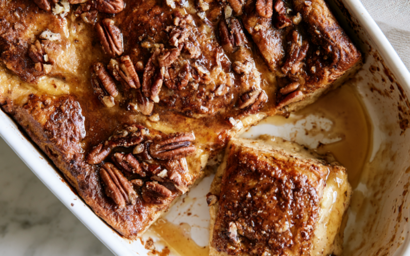 Maple Pecan Protein French Toast Casserole