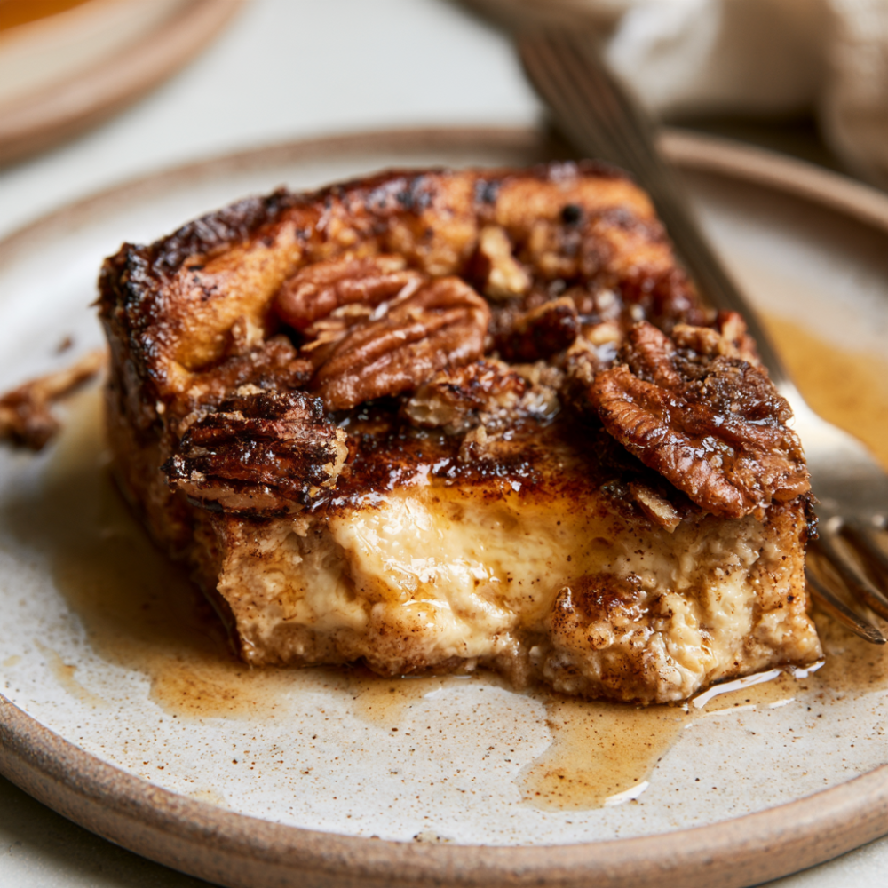 Maple Pecan Protein French Toast Casserole - Served