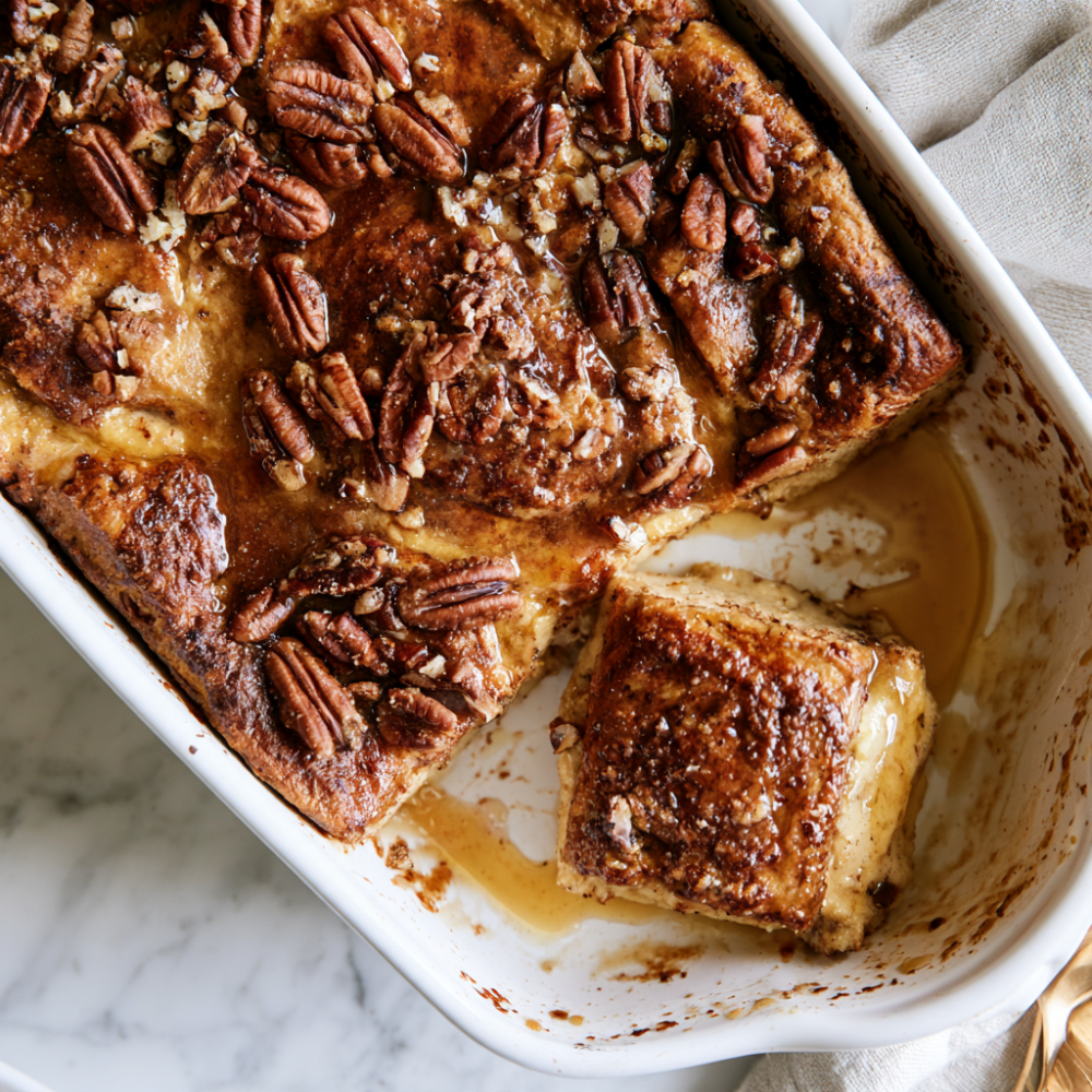 Maple Pecan Protein French Toast Casserole