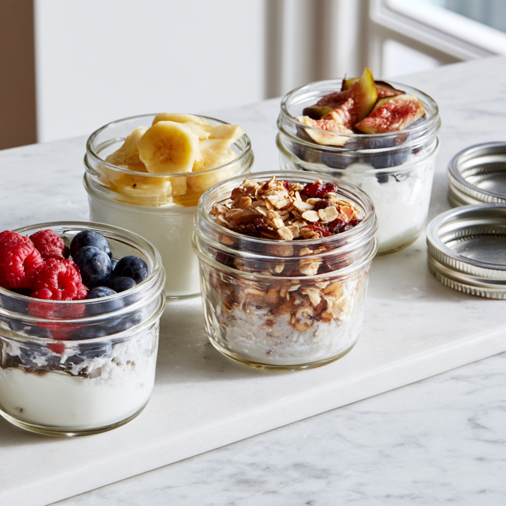 Mason Jar Breakfast (Greek Yogurt Parfait) _ Line up
