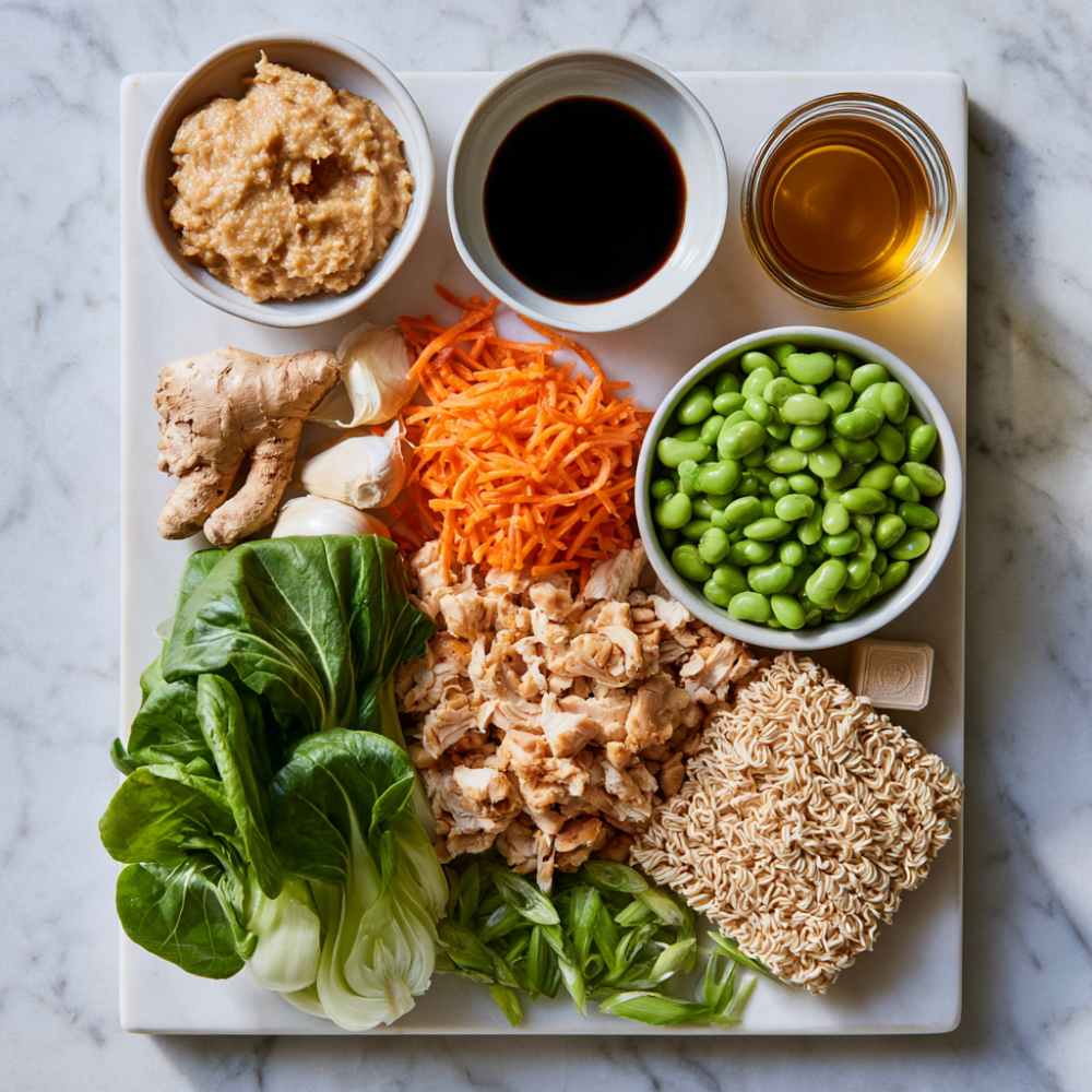 Mason Jar Ramen (Miso Ginger Chicken) ingredients
