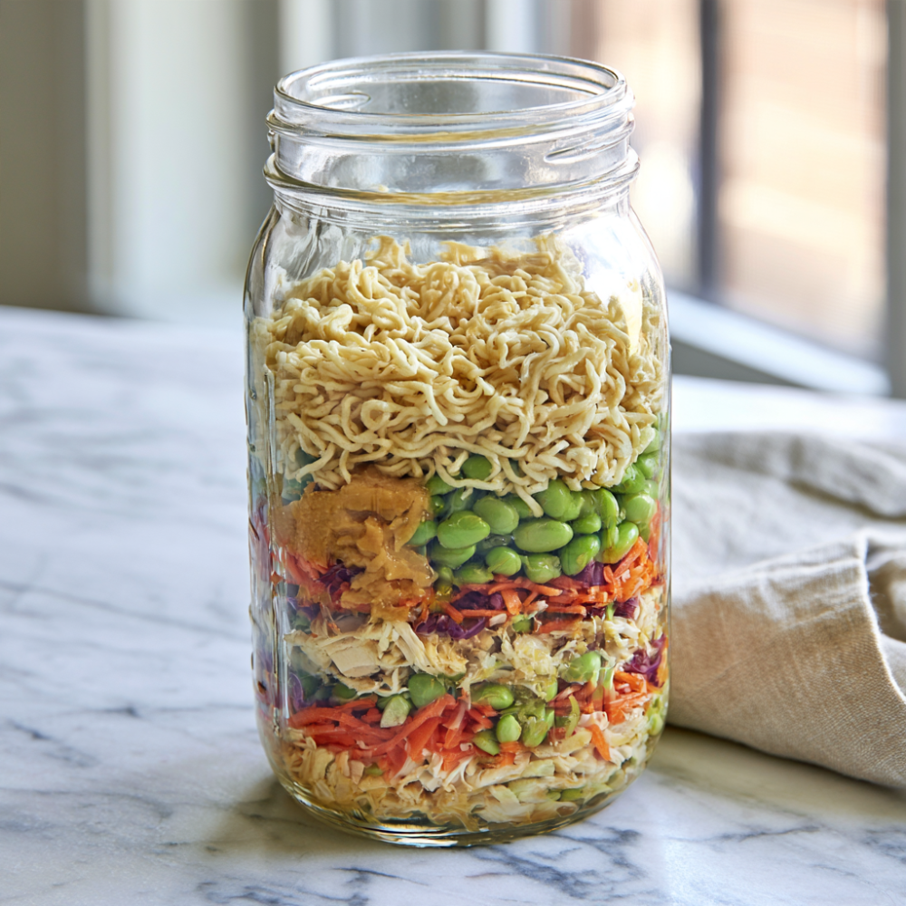 Mason Jar Ramen (Miso Ginger Chicken)