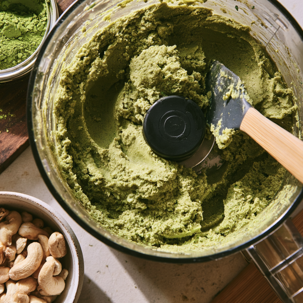 Matcha Protein Bites - Blending