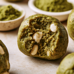 Matcha Protein Bites Close up